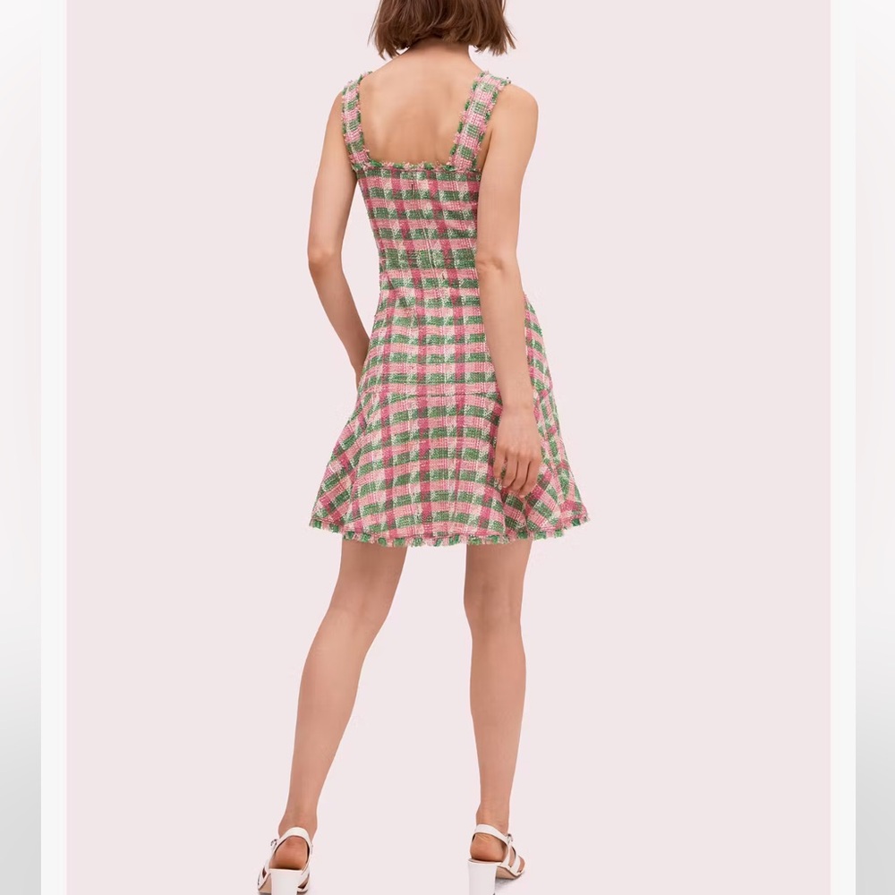 Kate Spade Mainline Plaid Tweed Dress in Peony NWT - Picture 2 of 9